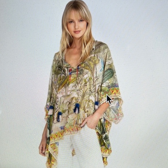 Johnny Was Tops - EUC Johnny Was Everglades Silk Poncho OS